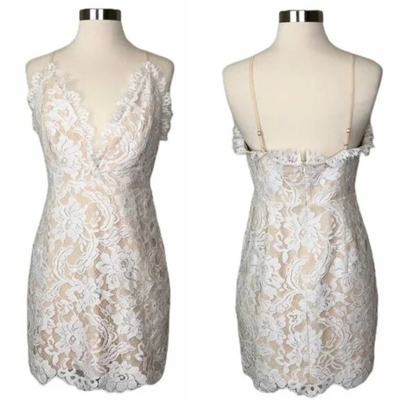 NEW NBD Revolve White Lace Mini Dress Sz. S - Picture 1 of 4